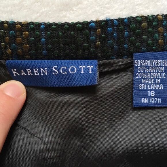 Karen Scott Brown Green Tweed A-line Bussines Preppy Skirt new - Picture 3 of 5